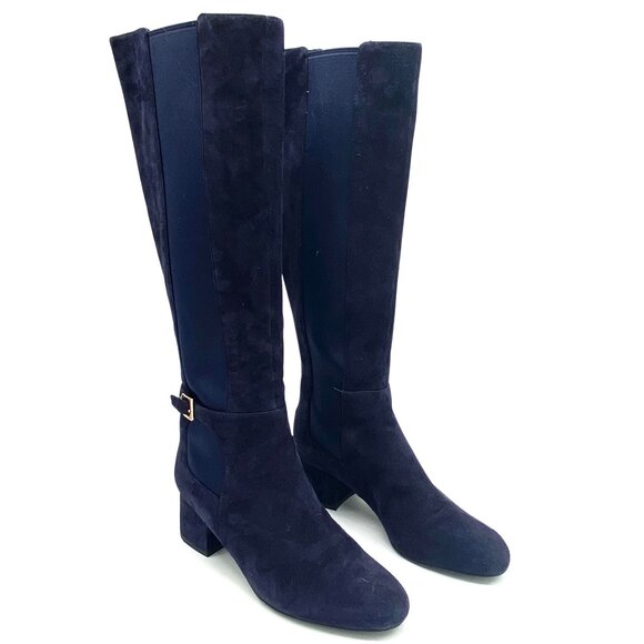 Cole Haan Avani Navy Blue Suede Knee Length Stretch Boot, US 9B - Picture 5 of 13